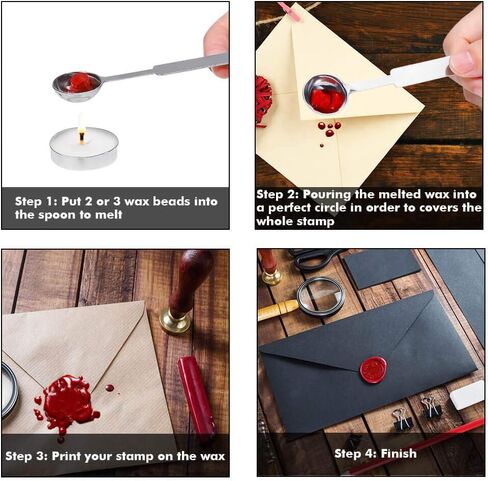 مجموعة ختم الشمع، 300 قطعة من خرزات الشمع الختم مع ختم ختم الشمع، شمع وشموع الشاي وملعقة ذوبان الشمع لأختام الشمع (ألوان متنوعة) in Kuwait