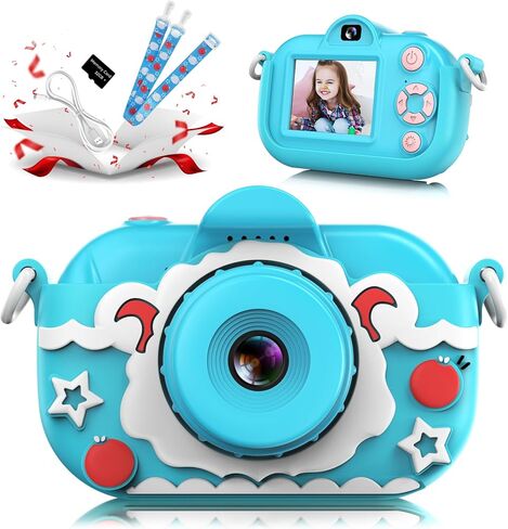 كاميرا للأطفال، كاميرات مزدوجة 1080 بكسل عالية الدقة للأطفال الصغار مع بطاقة 32 جيجابايت، كاميرا رقمية لصور شخصية للأولاد والبنات من سن 3 إلى 9 سنوات، كاميرا لعبة صغيرة للأطفال هدية عيد ميلاد عيد الميلاد in Kuwait