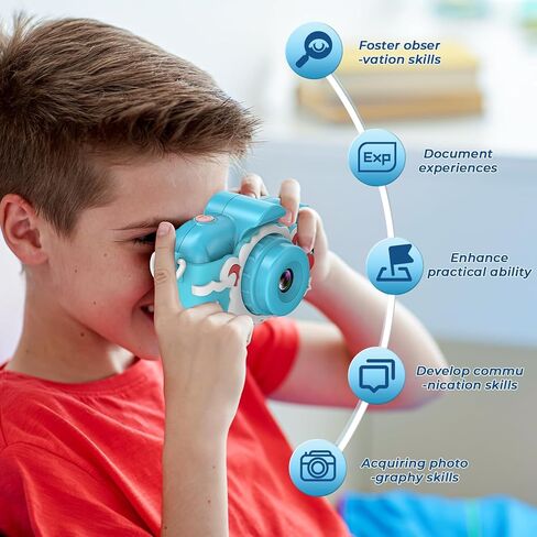 كاميرا للأطفال، كاميرات مزدوجة 1080 بكسل عالية الدقة للأطفال الصغار مع بطاقة 32 جيجابايت، كاميرا رقمية لصور شخصية للأولاد والبنات من سن 3 إلى 9 سنوات، كاميرا لعبة صغيرة للأطفال هدية عيد ميلاد عيد الميلاد in Kuwait