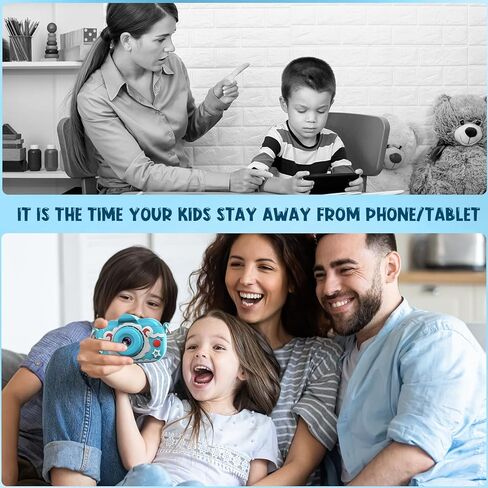 كاميرا للأطفال، كاميرات مزدوجة 1080 بكسل عالية الدقة للأطفال الصغار مع بطاقة 32 جيجابايت، كاميرا رقمية لصور شخصية للأولاد والبنات من سن 3 إلى 9 سنوات، كاميرا لعبة صغيرة للأطفال هدية عيد ميلاد عيد الميلاد in Kuwait