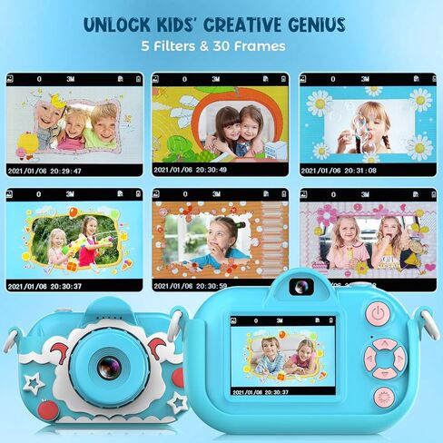 كاميرا للأطفال، كاميرات مزدوجة 1080 بكسل عالية الدقة للأطفال الصغار مع بطاقة 32 جيجابايت، كاميرا رقمية لصور شخصية للأولاد والبنات من سن 3 إلى 9 سنوات، كاميرا لعبة صغيرة للأطفال هدية عيد ميلاد عيد الميلاد in Kuwait