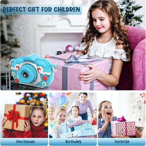 كاميرا للأطفال، كاميرات مزدوجة 1080 بكسل عالية الدقة للأطفال الصغار مع بطاقة 32 جيجابايت، كاميرا رقمية لصور شخصية للأولاد والبنات من سن 3 إلى 9 سنوات، كاميرا لعبة صغيرة للأطفال هدية عيد ميلاد عيد الميلاد in Kuwait