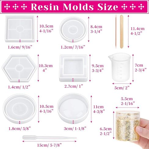 قوالب منفضة سجائر للراتنج، 6 قطع من قوالب الراتنج مع قوالب كوستر قوالب منفضة سجائر الإيبوكسي رقائق رقائق رقائق وأكواب خلط السيليكون للصب الراتنج in Kuwait