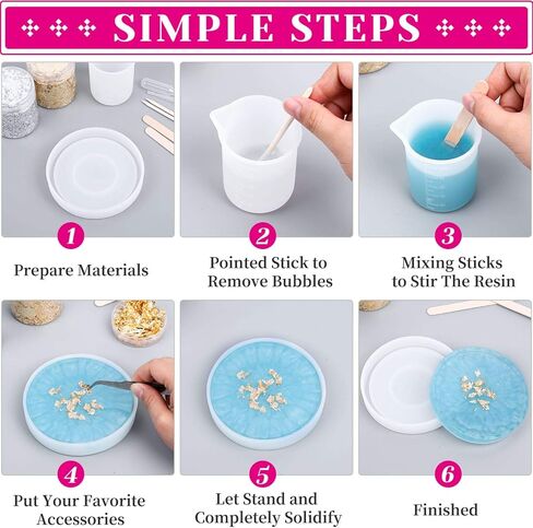 قوالب منفضة سجائر للراتنج، 6 قطع من قوالب الراتنج مع قوالب كوستر قوالب منفضة سجائر الإيبوكسي رقائق رقائق رقائق وأكواب خلط السيليكون للصب الراتنج in Kuwait