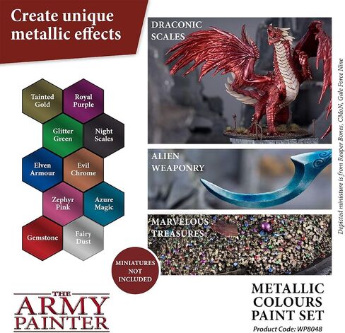 The Army Painter - Metallic Colours Paint Set - Hobby Acrylic Paint Set of 10 Metallic Acrylic Paint - Includes Tainted Gold Acrylic Paint Metallic - Acrylic Hobby Paint Set of Acrylic Metallic Paint in Saudi Arabia