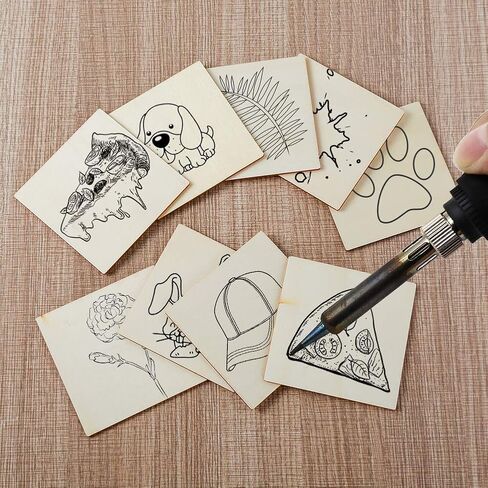 قطع خشبية غير مكتملة 100 قطعة مربعة فارغة 4 × 4 بوصة شرائح خشبية للحرف اليدوية، قواعد أكواب، زخارف خشبية، زينة حروف مشحشة DIY in Kuwait