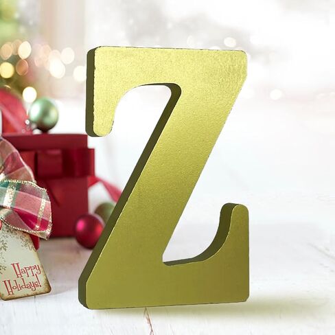 AOCEAN 6 Inch Golden Wood Letters Unfinished Wooden Letters for Wall Decor Decorative Standing Letters Slices Sign Board for Crafts Christmas Decoration Home Party Projects (S) in Kuwait