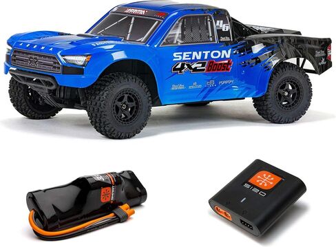 ARRMA RC Truck 1/10 SENTON 4X2 Boost MEGA 550 Brushed Short Course Truck RTR with Battery & Charger, Blue, ARA4103SV4T2 in Saudi Arabia