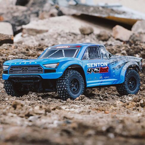 ARRMA RC Truck 1/10 SENTON 4X2 Boost MEGA 550 Brushed Short Course Truck RTR with Battery & Charger, Blue, ARA4103SV4T2 in Saudi Arabia