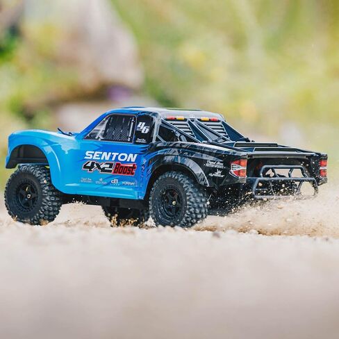 ARRMA RC Truck 1/10 SENTON 4X2 Boost MEGA 550 Brushed Short Course Truck RTR with Battery & Charger, Blue, ARA4103SV4T2 in Saudi Arabia