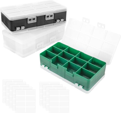 صندوق تنظيم بلاستيكي مكون من 3 عبوات من 24 شبكة من PTSGCAI، حاوية صندوق تنظيم بلاستيكية شفافة بتصميم مفتوح على الوجهين مع ملصقات ملصقات للمجوهرات والحرف اليدوية الفنية وأشرطة الواشي والخرز والأجزاء الصغيرة in Kuwait