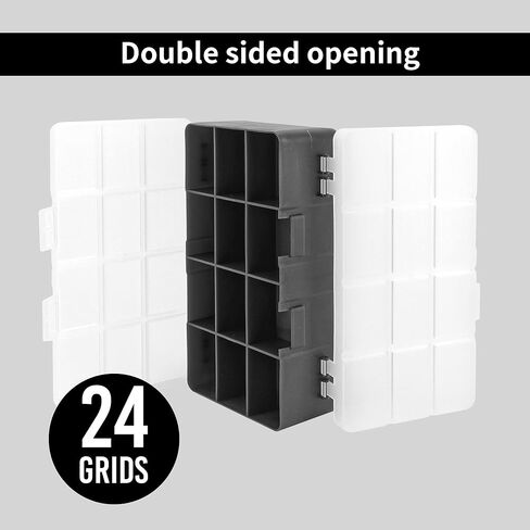 صندوق تنظيم بلاستيكي مكون من 3 عبوات من 24 شبكة من PTSGCAI، حاوية صندوق تنظيم بلاستيكية شفافة بتصميم مفتوح على الوجهين مع ملصقات ملصقات للمجوهرات والحرف اليدوية الفنية وأشرطة الواشي والخرز والأجزاء الصغيرة in Kuwait