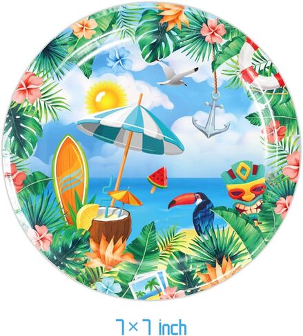 فريراند مجموعة ادوات تزيين حفلات الشاطئ الصيفية مكونة من 40 قطعة تتضمن 20 طبق الوها هاواي و20 منديل لتزيين حفلات الشاطئ الصيفية in Kuwait