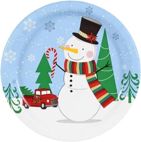 MT Nest عيد الميلاد ثلج أطباق ورقية 8 3/4 بوصة لوحات مستديرة يمكن التخلص منها 36 قطعة ثلج أدوات المائدة لعيد الميلاد الشتاء عطلة لوازم الحفلات in Kuwait