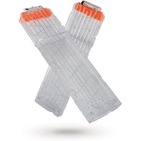 EKIND 18-Dart Clips Compatible with Nerf Elite Magazines - Quick Reload Soft Dart Ammo Clip for Nerf Toy Guns (2-Pack, Orange)