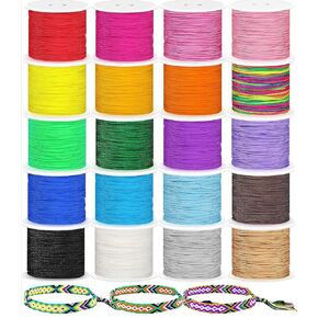 1000Yards Nylon String for Bracelets, BetterJonny 20 Rolls 0.8mm Chinese Knotting Cord Nylon Beading String Thread for Kumihimo Macrame Jewelry Making Friendship Bracelets, 20 Colors in Saudi Arabia