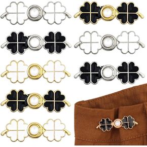 8 أزواج من دبابيس الجينز ذات الأربع أوراق البرسيم وأزرار الجينز الفضفاضة لشد الخصر ولا تتطلب الخياطة، أبازيم خصر مزخرفة قابلة للفصل للفتيات، أدوات إصلاح للتنورة الجينز الفضفاضة in Kuwait