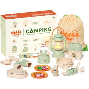 ألعاب طعام للتخييم للأطفال - مجموعة ألعاب التخييم التظاهري مع مصباح زيت، موقد، مناظير، أدوات مائدة، ساعة، صافرة وبوصلة، مجموعة استكشاف المغامرات الداخلية والخارجية للأولاد والبنات هدية عيد ميلاد عيد الميلاد in Kuwait