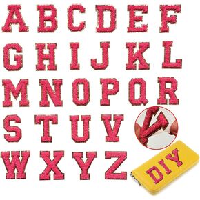 26 Pieces Self Adhesive Chenille Letter Patches Glitter Varsity Letter Patches A-Z,Iron on Alphabet Patches Gold Trimmed Iron on Letters for Shirts Jeans Bags Mobile Phone(Black)