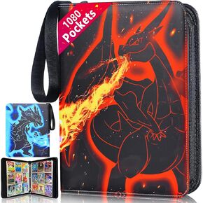 CSIHOP Card Binder for 1080 Cards, 9 Pocket Card Binder with 60 Removable Sleeves, Trading Card Binder for Sports Cards and Game Cards, Toploader Binder with Zipper for Boys Girls, Black in Kuwait