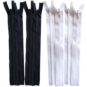 20 قطعة 50 سم (20 بوصة) أسود وأبيض سحابات نايلون غير مرئية لخياطة خياطة الصرف اليدوية ملحقات الملابس in Kuwait