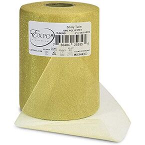 Expo International Premium Shiny Tulle Spool of 6-inch X 100 Yards | Gold