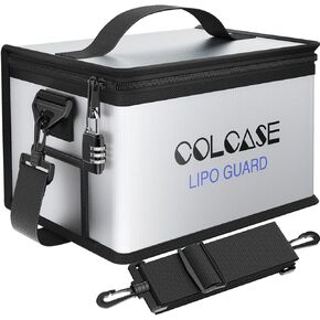 حقيبة ليبو آمنة مقاومة للحريق والانفجار من كولكيس لتخزين وشحن بطارية ليبو، مساحة كبيرة قوية للغاية وسحاب مزدوج من ليبو (8.46 × 5.7 × 6.5 بوصة) in Kuwait