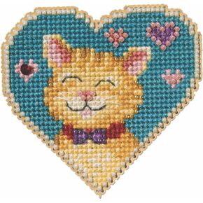 Mill Hill Kitty Love Beaded Counted Cross Stitch Ornament Kit 2023 Spring Bouquet MH182312 in Saudi Arabia