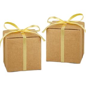Hooqict Small Gift Boxes for Presents 100pcs 2x2x2 inches Black Favor Boxes Paper Gift Boxes with Ribbons Candy Boxes Party Favors for Wedding Baby Shower Birthday Party Ornament