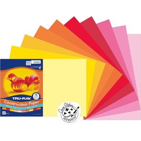 Pacon 102948 Tru-Ray Construction Paper, 76 lbs., 12 x 18, Assorted, 25 Sheets/Pack
