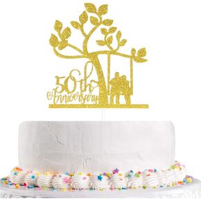 Glitter 50th Anniversary Cake Topper, Wedding Anniversary, Retirement, MR&MRS Cake Topper, We Still Do Wedding Party Cake Decoration Supplies(Gold)