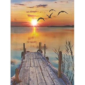 مجموعات الرسم الماسي من سلسلة Beaudio Landscape للبالغين - غروب الشمس مارينا - حفر كامل دائري DIY فن ماسي 5D لديكور الحائط المنزلي (11.8 × 15.7 بوصة) in Kuwait