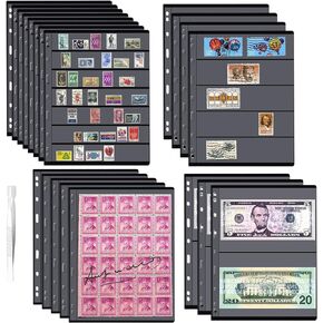 20 ورقة صفحة طوابع لمجلد ألبوم الطوابع، صفحات 1/2/5/7 صفوف لكتاب جمع الطوابع البريدية، لوازم جمع الطوابع لعرض جامعي الطوابع (مع ملقط طوابع واحد) in Kuwait