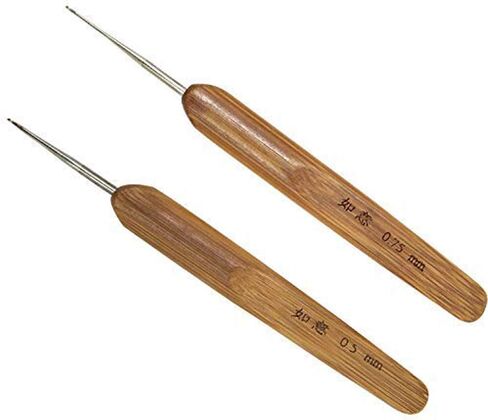 BeeSpring 2 pieces Dreadlock Crochet Hook Soft Touch Steel 0.5mm 0.75mm Crochet Hook for Dreads Dreadlock Needle Tool for Braid Craft in Saudi Arabia