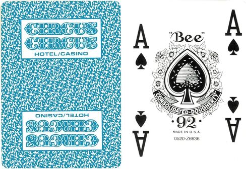 بطاقات لعب نحلة مؤشر جامبو يحمل شعار السيرك كازينو | طوب من 12 سطح أزرق مخضر in Kuwait