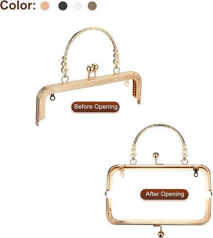 uxcell 8 Pcs Metal Purse Frames Set - 8.07" Kiss Lock Clasp Frame Embossed Clutch Frame with Handle for Coin Purse Making DIY Craft, Mixed Color in Saudi Arabia