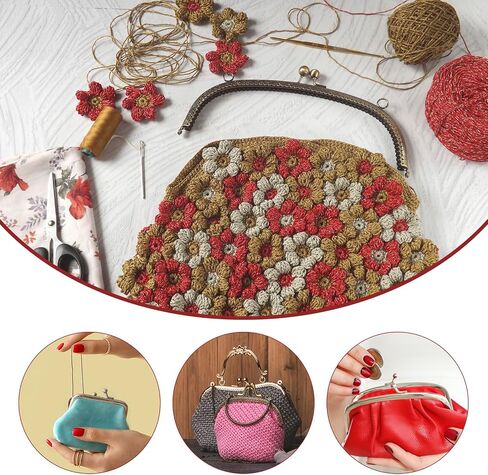 uxcell 8 Pcs Metal Purse Frames Set - 8.07" Kiss Lock Clasp Frame Embossed Clutch Frame with Handle for Coin Purse Making DIY Craft, Mixed Color in Saudi Arabia