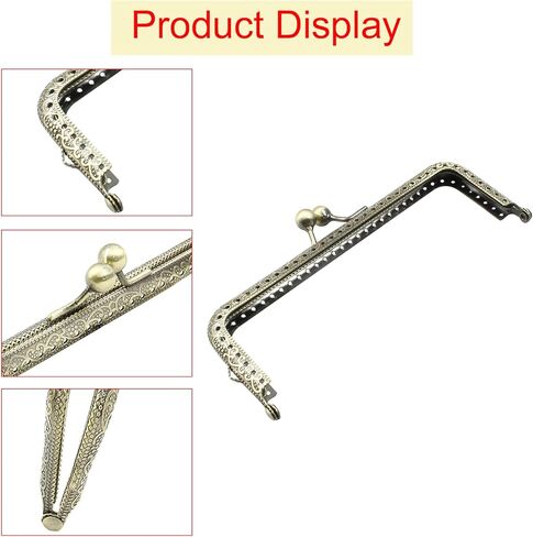Moicstiy 5 قطع برونزية إطار المحفظة قبلة المشبك قفل معدني خمر مزلاج كليب لصنع DIY الحرفية مستطيل عملة حقيبة جلدية، ضياء. 5.8 بوصة in Kuwait