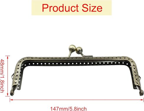 Moicstiy 5 قطع برونزية إطار المحفظة قبلة المشبك قفل معدني خمر مزلاج كليب لصنع DIY الحرفية مستطيل عملة حقيبة جلدية، ضياء. 5.8 بوصة in Kuwait