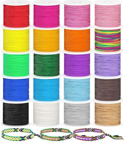 1000Yards Nylon String for Bracelets, BetterJonny 20 Rolls 0.8mm Chinese Knotting Cord Nylon Beading String Thread for Kumihimo Macrame Jewelry Making Friendship Bracelets, 20 Colors in Saudi Arabia