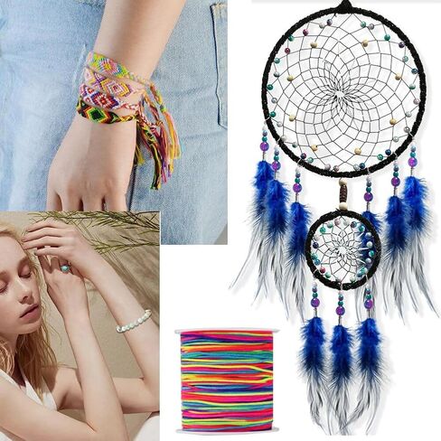 1000Yards Nylon String for Bracelets, BetterJonny 20 Rolls 0.8mm Chinese Knotting Cord Nylon Beading String Thread for Kumihimo Macrame Jewelry Making Friendship Bracelets, 20 Colors in Saudi Arabia