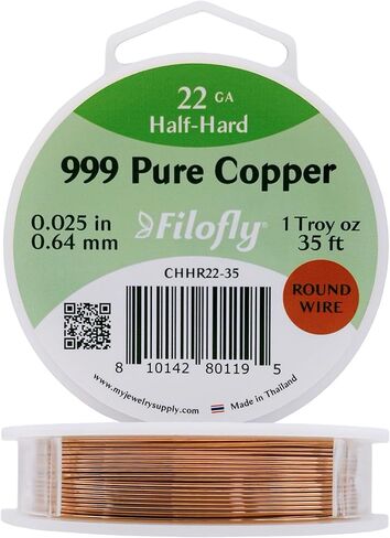 Filofly، 20 مقياس، سلك نحاسي، نصف صلب، مستدير، 1 أونصة تروي (22 قدمًا) in Saudi Arabia