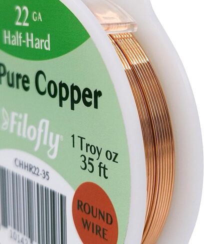 Filofly، 20 مقياس، سلك نحاسي، نصف صلب، مستدير، 1 أونصة تروي (22 قدمًا) in Saudi Arabia