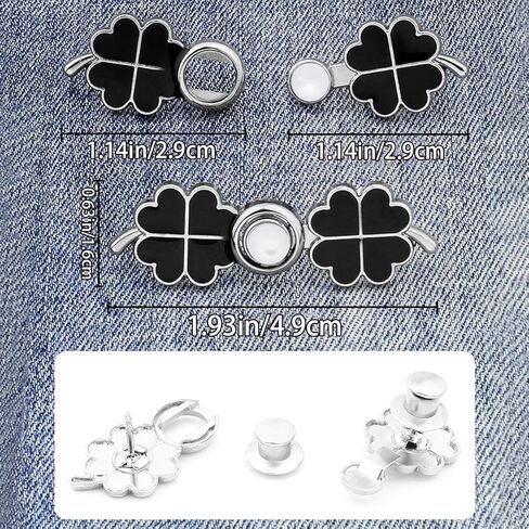 8 أزواج من دبابيس الجينز ذات الأربع أوراق البرسيم وأزرار الجينز الفضفاضة لشد الخصر ولا تتطلب الخياطة، أبازيم خصر مزخرفة قابلة للفصل للفتيات، أدوات إصلاح للتنورة الجينز الفضفاضة in Kuwait