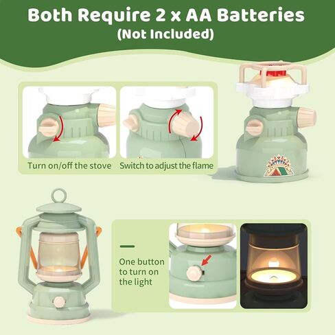 ألعاب طعام للتخييم للأطفال - مجموعة ألعاب التخييم التظاهري مع مصباح زيت، موقد، مناظير، أدوات مائدة، ساعة، صافرة وبوصلة، مجموعة استكشاف المغامرات الداخلية والخارجية للأولاد والبنات هدية عيد ميلاد عيد الميلاد in Kuwait