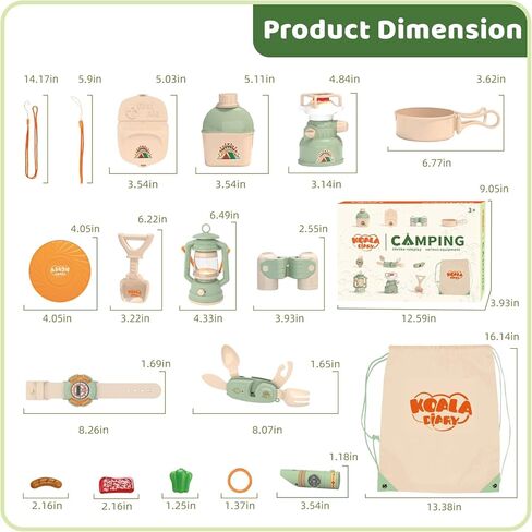 ألعاب طعام للتخييم للأطفال - مجموعة ألعاب التخييم التظاهري مع مصباح زيت، موقد، مناظير، أدوات مائدة، ساعة، صافرة وبوصلة، مجموعة استكشاف المغامرات الداخلية والخارجية للأولاد والبنات هدية عيد ميلاد عيد الميلاد in Kuwait