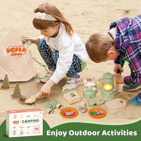 ألعاب طعام للتخييم للأطفال - مجموعة ألعاب التخييم التظاهري مع مصباح زيت، موقد، مناظير، أدوات مائدة، ساعة، صافرة وبوصلة، مجموعة استكشاف المغامرات الداخلية والخارجية للأولاد والبنات هدية عيد ميلاد عيد الميلاد in Kuwait