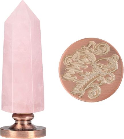 Amogeeli Faceted Rose Quartz Wax Seal Stamp for Crafts Envelope Wedding Invitations Gift Wrapping, Prism Crystal Point Stamp Handle with Removable Copper Stamp, Rose Flower in Saudi Arabia