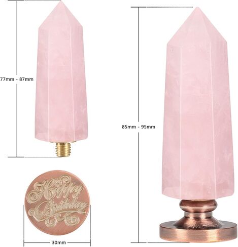 Amogeeli Faceted Rose Quartz Wax Seal Stamp for Crafts Envelope Wedding Invitations Gift Wrapping, Prism Crystal Point Stamp Handle with Removable Copper Stamp, Rose Flower in Saudi Arabia