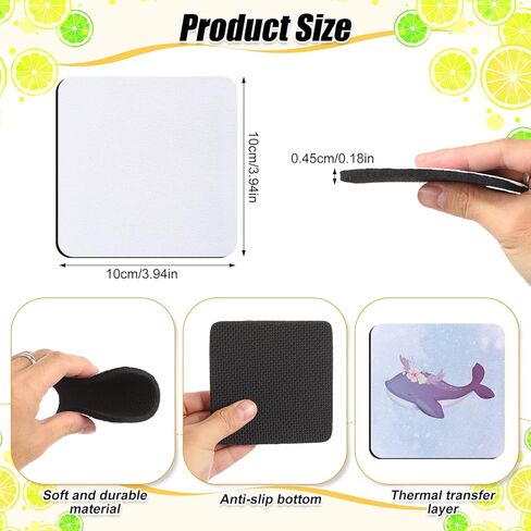 200 قطعة من قواعد الأكواب الفارغة من Skylety بيضاء مربعة فارغة من المطاط لنقل التسامي والطباعة بالضغط الحراري وصور الحرف اليدوية، 3.93 × 3.93 بوصة in Kuwait